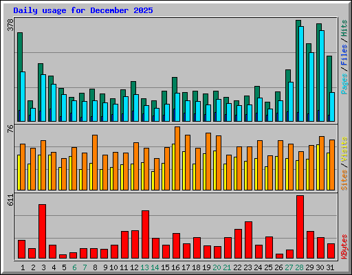 Daily usage for December 2025